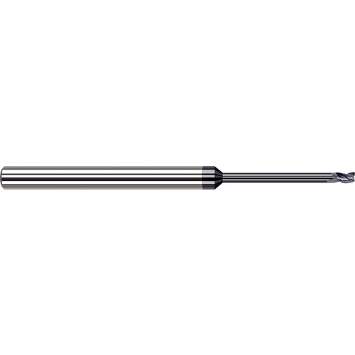 Miniature End Mills - Long Reach, Stub Flute - 0.0450″ Cutter Diameter × 0.0670″ Length of Cut × 0.5500″ Reach Carbide Square End Mill, 3 Flutes, AlTiN Coated