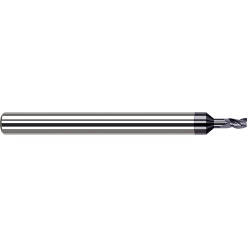 Miniature End Mills - Long Reach, Stub Flute - 0.0400″ Cutter Diameter × 0.0600″ Length of Cut × 0.1200″ Reach Carbide Square End Mill, 3 Flutes, AlTiN Coated