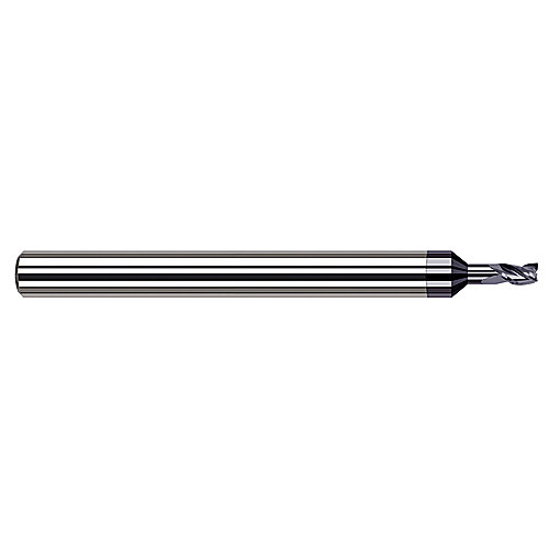 Miniature End Mills - Long Reach, Stub Flute - 0.0450″ Cutter Diameter × 0.0670″ Length of Cut × 0.1350″ Reach Carbide Square End Mill, 3 Flutes, AlTiN Coated