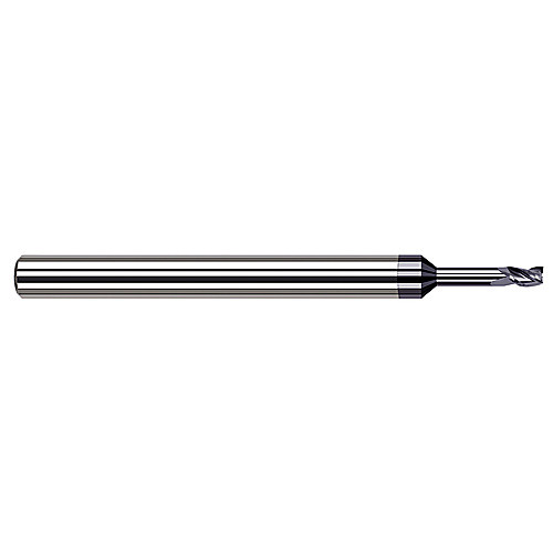 Miniature End Mills - Long Reach, Stub Flute - 0.0390″ Cutter Diameter × 0.0590″ Length of Cut × 0.2030″ (13/64″) Reach Carbide Square End Mill, 3 Flutes, AlTiN Coated