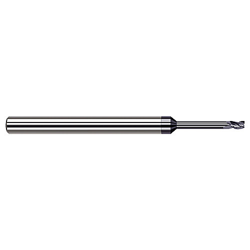 Miniature End Mills - Long Reach, Stub Flute - 0.0390″ Cutter Diameter × 0.0590″ Length of Cut × 0.3250″ Reach Carbide Square End Mill, 3 Flutes, AlTiN Coated