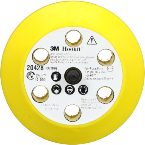 ‎3M Hookit Clean Sanding Soft Disc Pad 20428 3″ × 3/4″ × 1/4-20 External 6 Holes