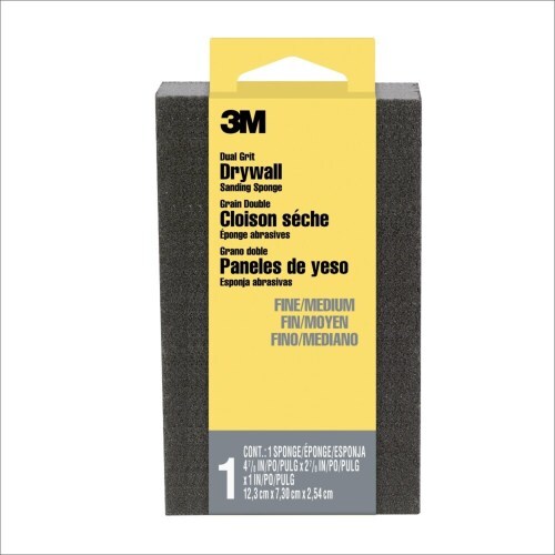 3M Drywall Sanding Sponge 9095DC-NA Dual Grit Block 2 7/8″ × 4 7/8″ × 1″ Fine/Medium