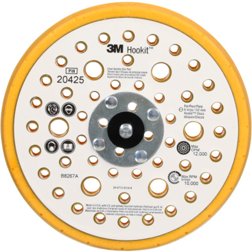 ‎3M Hookit Clean Sanding Low Profile Finishing Disc Pad 20425 6″ × 11/16″ × 5/16-24 External 53 Holes